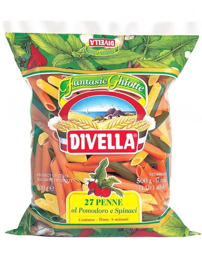 Penne s paradajou a špenátom 500g Divella