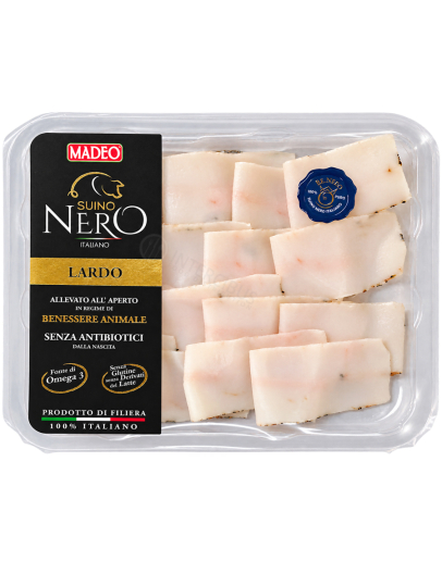 Slanina z čierneho kalabrijského ošípaného 80g Madeo Slanina z čierneho kalabrijského ošípaného 80g Madeo
