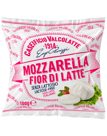 Mozzarella Fior di latte Bez laktózy 100g Valcolatte Mozzarella Fior di latte Bez laktózy 100g Valcolatte