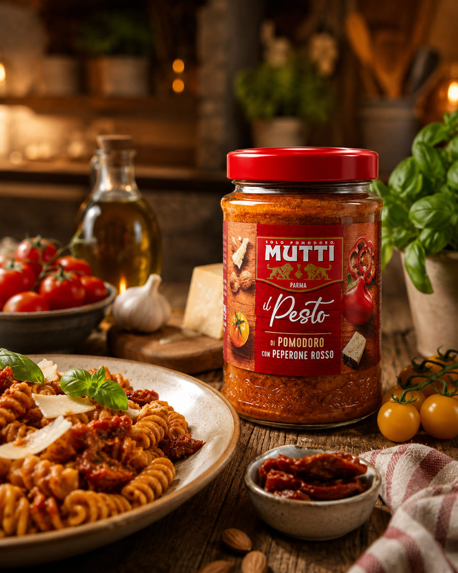 Pesto z oranžových paradajok s červenou paprikou